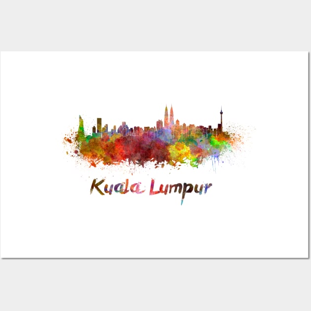 Kuala Lumpur skyline in watercolor Wall Art by PaulrommerArt